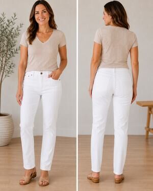 PERMANENT Girlfriend Jeans Women's Size 8 White Denim Mid Rise NWT